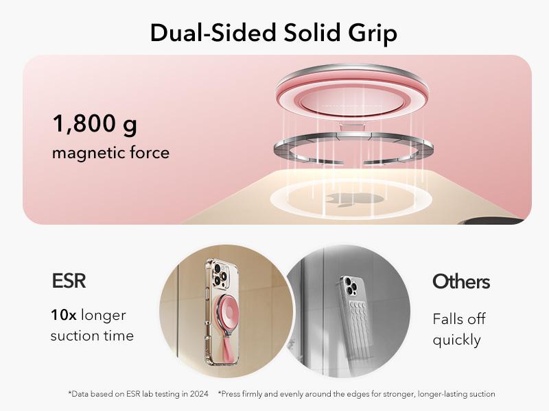 ESR MagSafe Suction Mount - Silicone Phone Grip for iPhone 17/16/15/14/13/12, Android, S25, TikTok, Video & Selfies, Hands-Free Mirror Phone Holder