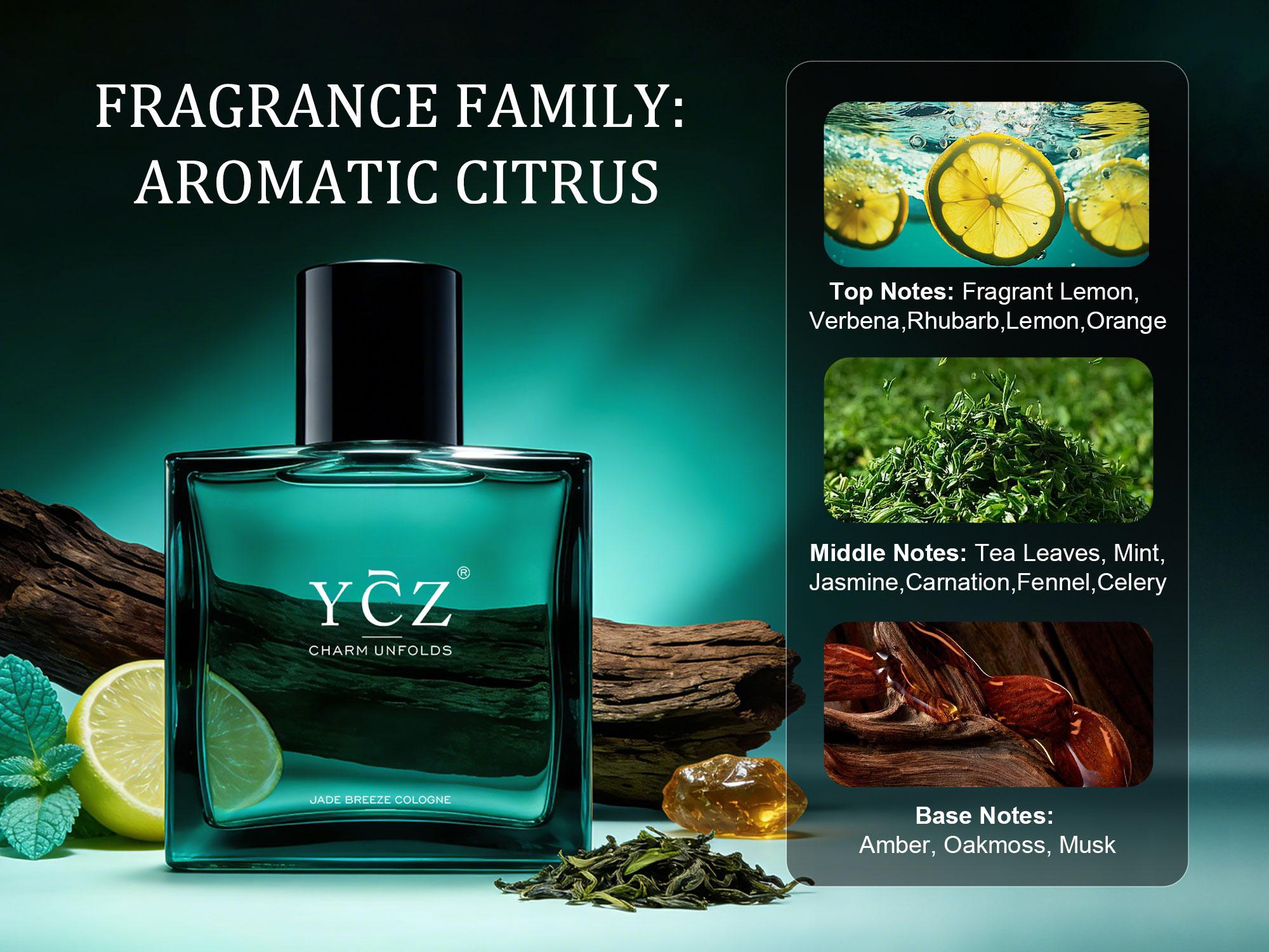 【New Arrival】YCZ Jade Breeze Cologne Eau De Parfum Unisex 50ml Ocean Fresh Scent Premium Aromatic Woody Fragrance with Bergamot Coconut Amber for Him & Her Bold Arabian Perfume Luxurious Gift