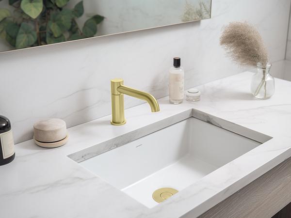 Hibbent Upgraded 3 in 1 Bathroom Sink Drain Strainer, Universal Pop Up Stopper with Removable Stainless Steel Filter Basket Hair Catcher, Sink Plug for 1.1''~2.36'' Basin, Brass Core, Brushed Gold