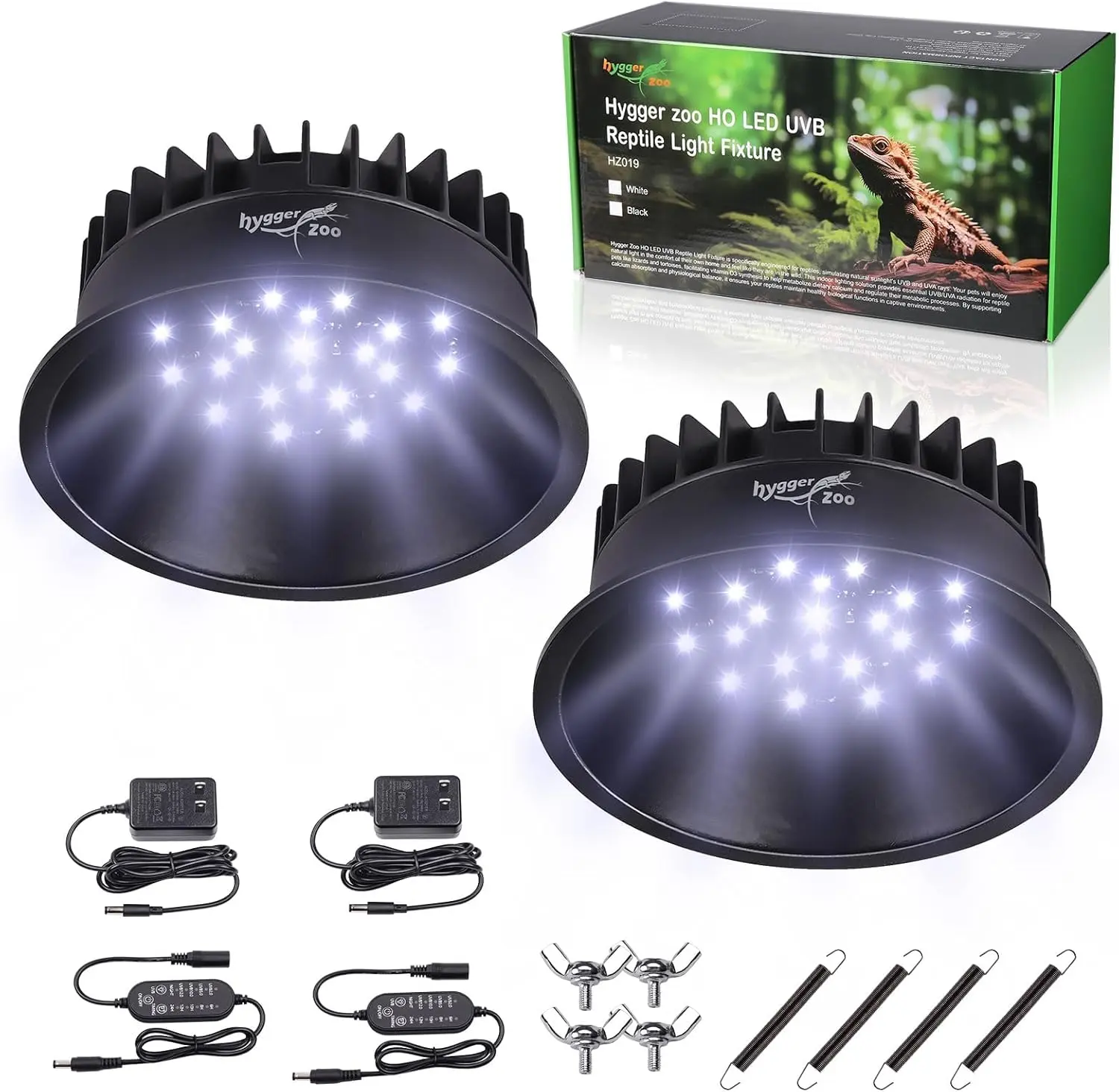 UVB UVA Reptile Light Fixture with Timer | LED UVB Bulb for Bearded Dragon, Gecko, Turtle, Chameleon & Lizard | Adjustable Brightness Reptile Tank Lamp Accessories