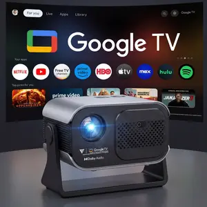 VAMVO[Official Licensed Google TV 5.0]4K Smart Projector with WiFi and Bluetooth, Outdoor Projectors with Dolby/Auto Focus, Built-in Streaming Apps Portable Movie Phone Wireless Gaming Wifi Proyector for Bedroom/Home/Celling 1080P