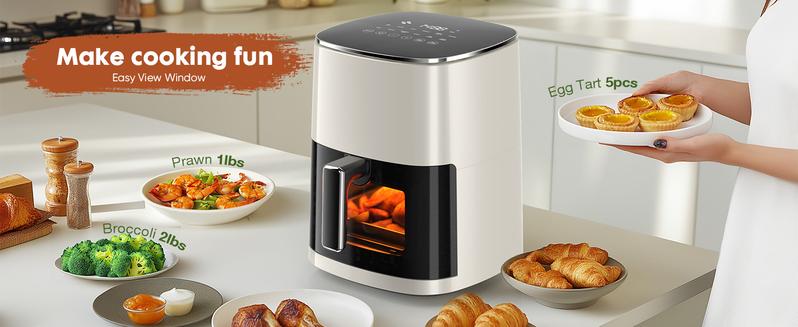 Air Fryer 6 Quart Capacity with Window Square Air Fryer 12-in-1 Air Fry, Roast, Reheat, Dehydrate, Bake, Steam with 400F