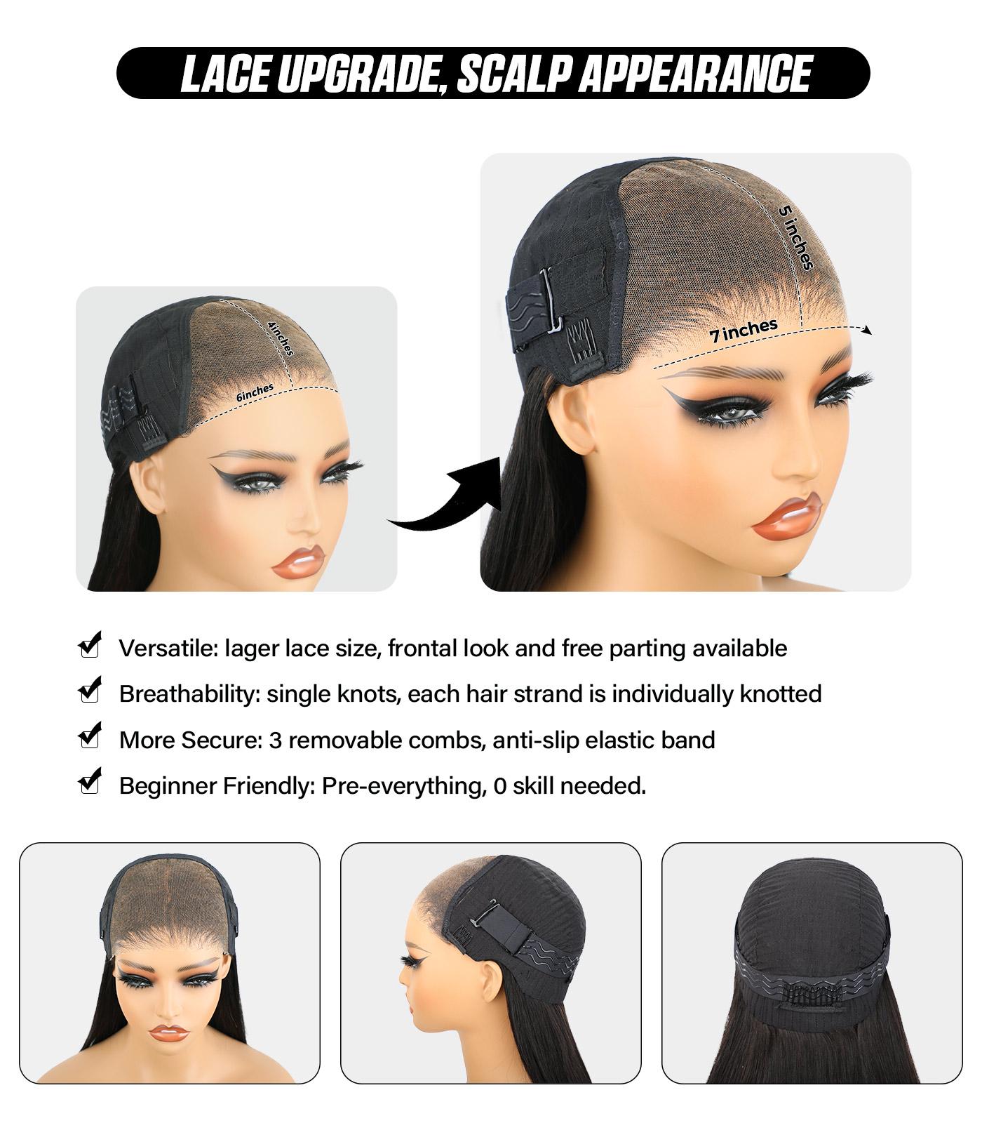 [Exclusive Deal] OQ HAIR Glueless Layered Cut 7x5 Straight Lace Front Wig Wear Go Pre Bleached Tiny Knots Pre Cut HD Lace Wig Human Hair