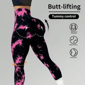 Women's High-Waisted Stretchy Tie-Dye Athletic Leggings - Gym Outfits for Casual Fitness Workouts, Athleisure Sports Bottoms