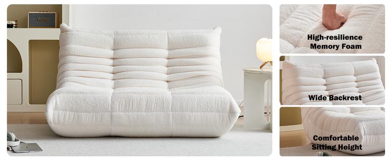 Togo Sofa for Adults 1/2/3 Seater Bean Bag Chair Sofa Fireside Chair Lazy Sofa Chair with High Density Comfortable Foam Modern Bean Bag for Living Room Bedroom Office Beige Beanbag Cushion Beanbag Lounger