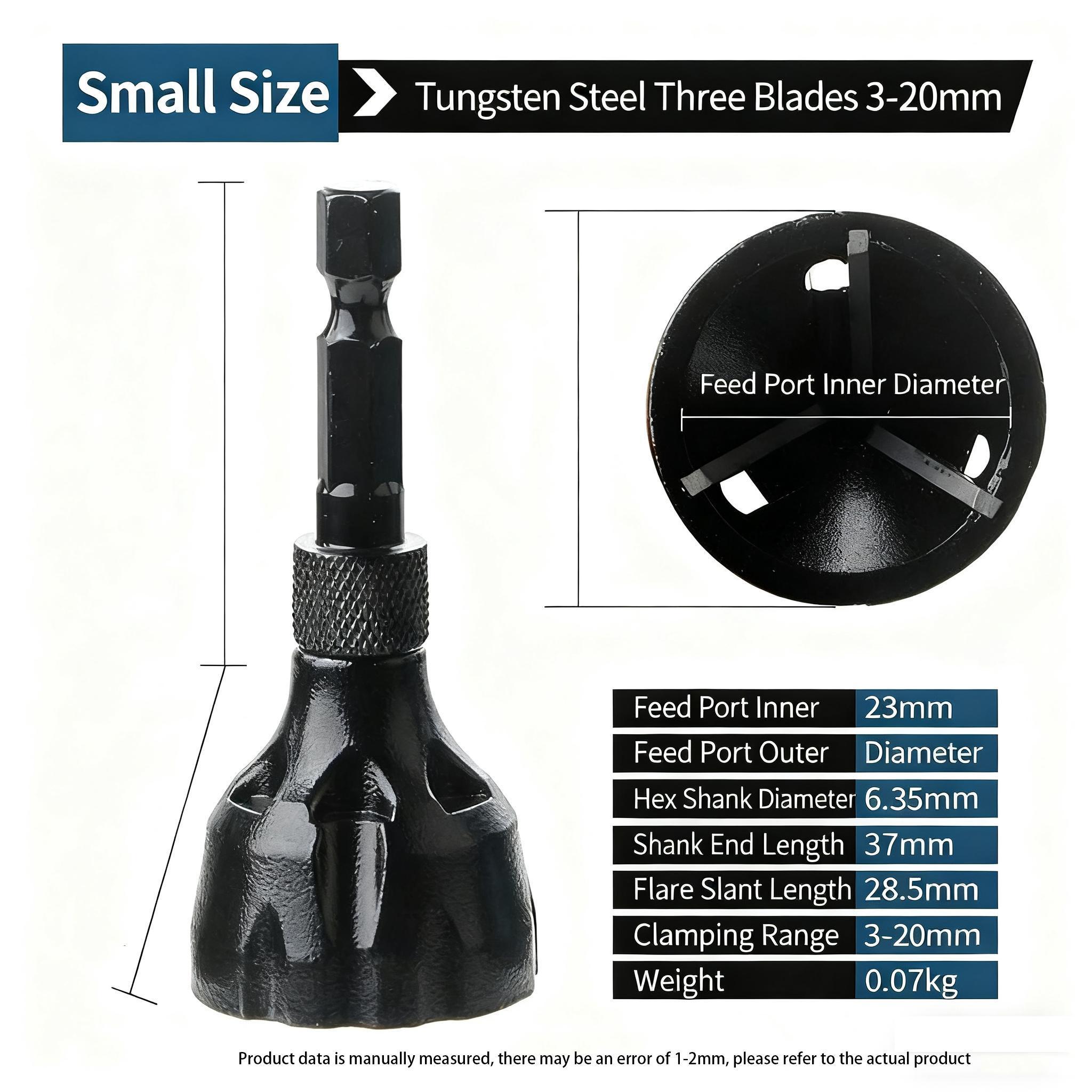 Hex Deburring External Chamfer Tool Tungsten Carbide Drill Bit Attachment for Bolt Repair Deburring and Repairing Damaged Threads Range 3-20mm 1/4 Inch Hex Shank Suitable for Drill Drivers Hardware Tools