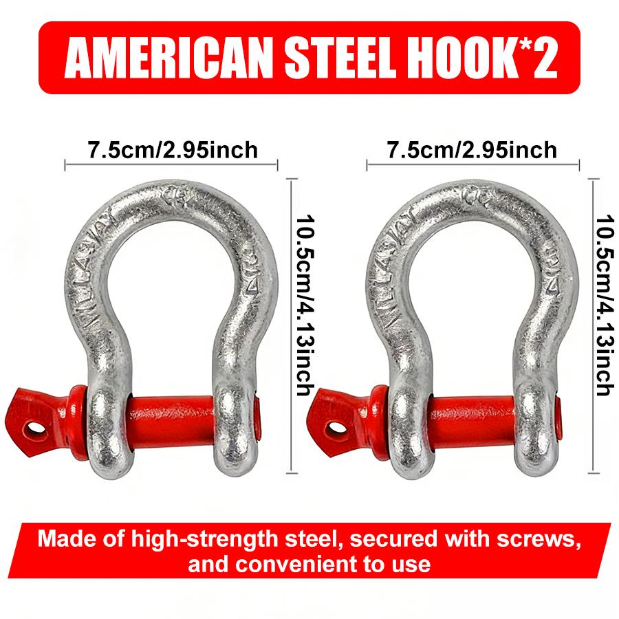 Kinetic Recovery Tow Rope, 40000 Lbs (16.5ft with  Shackle) Extreme Duty 35% Elasticity Energy Offroad Snatch Strap, Vehicle Recovery Kit for Jeep Car Truck ATV UTV SUV