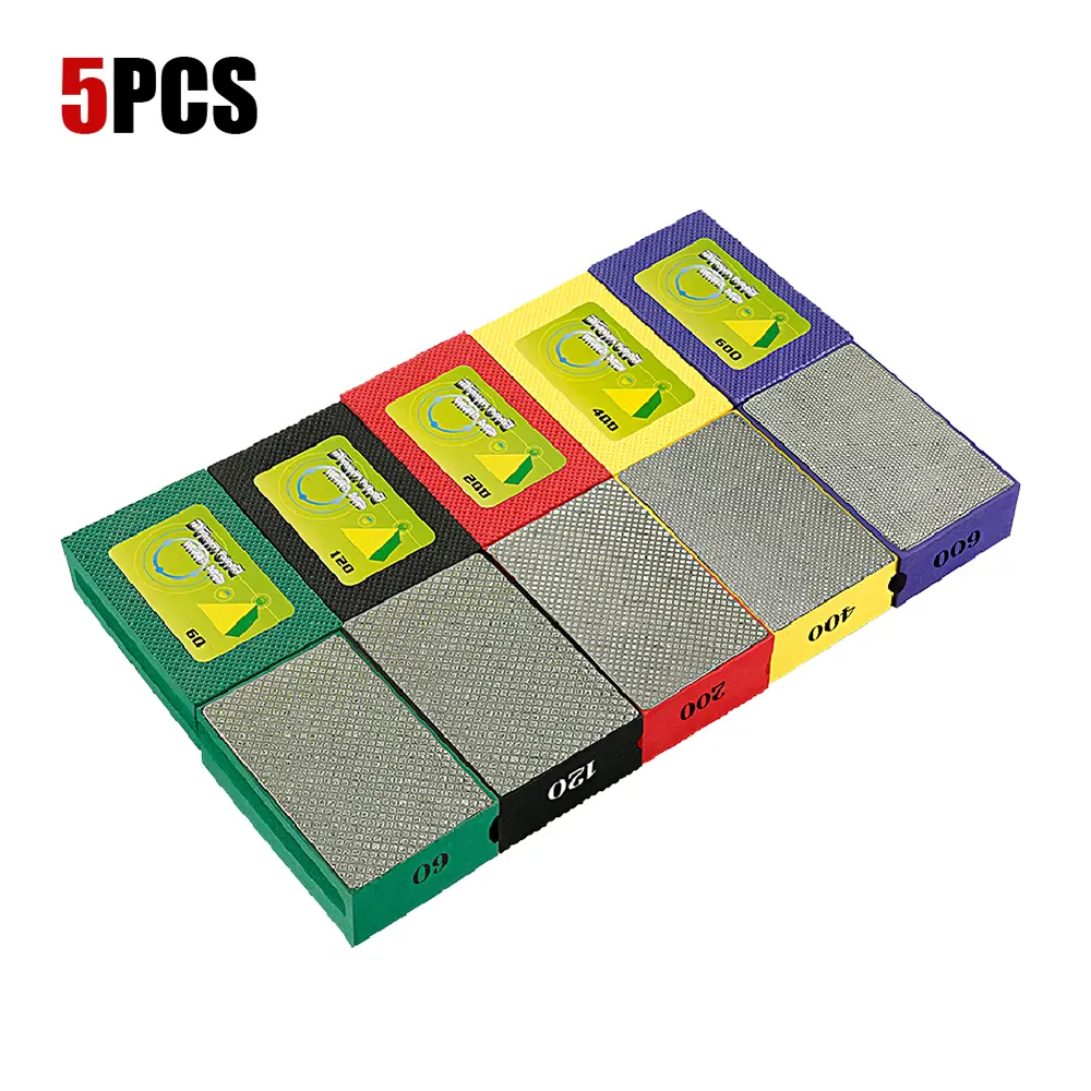 5PCS Foam Backed Diamond Sanding Blocks - Wet Dry Hand Polishing Pads for Tile, Marble, Concrete, Granite, Glass & Ceramics fathersdaygift Abrasive Discs Yellow