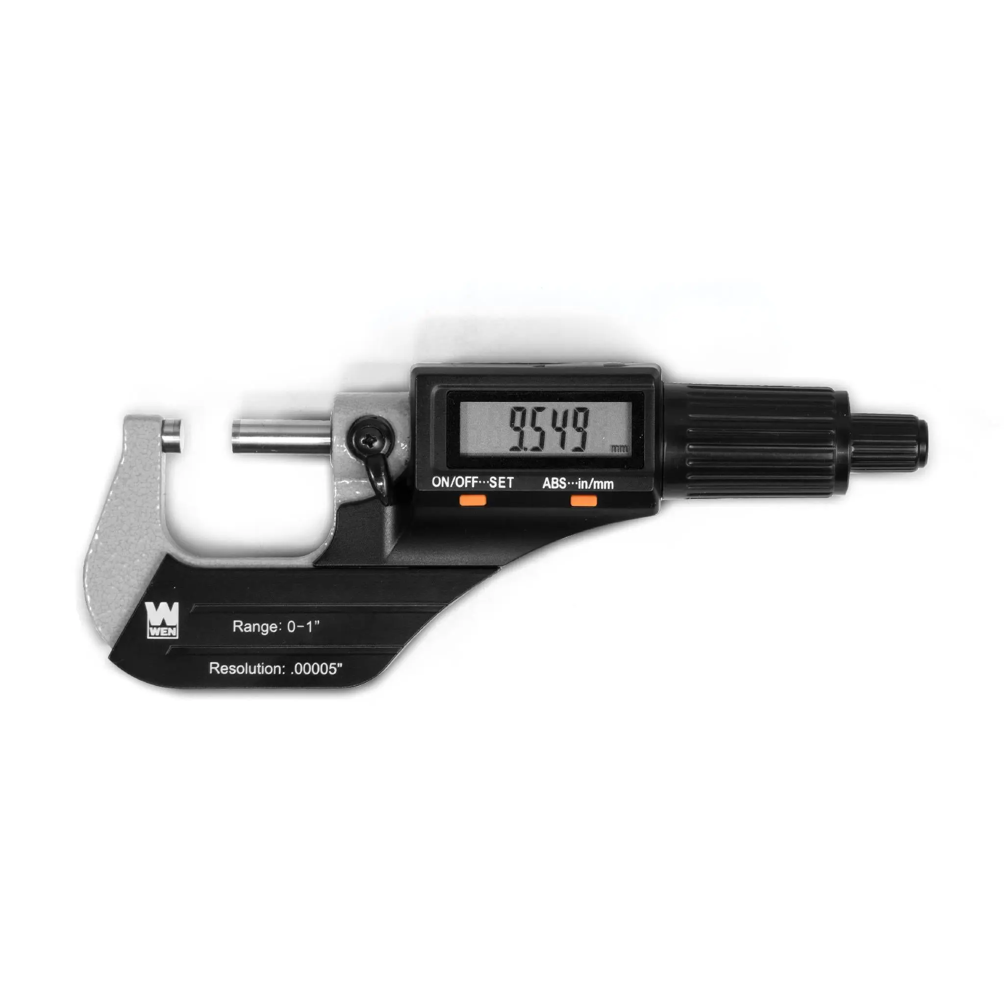 WEN 10725 Industrial Digital Micrometer Tool - 0 to 1 inches Range, 0.00005 in Accuracy, LCD Display, Standard & Metric, Ball-Bearing Tip, Storage Case, Hardware Calipers, Metrology Measuring Tool
