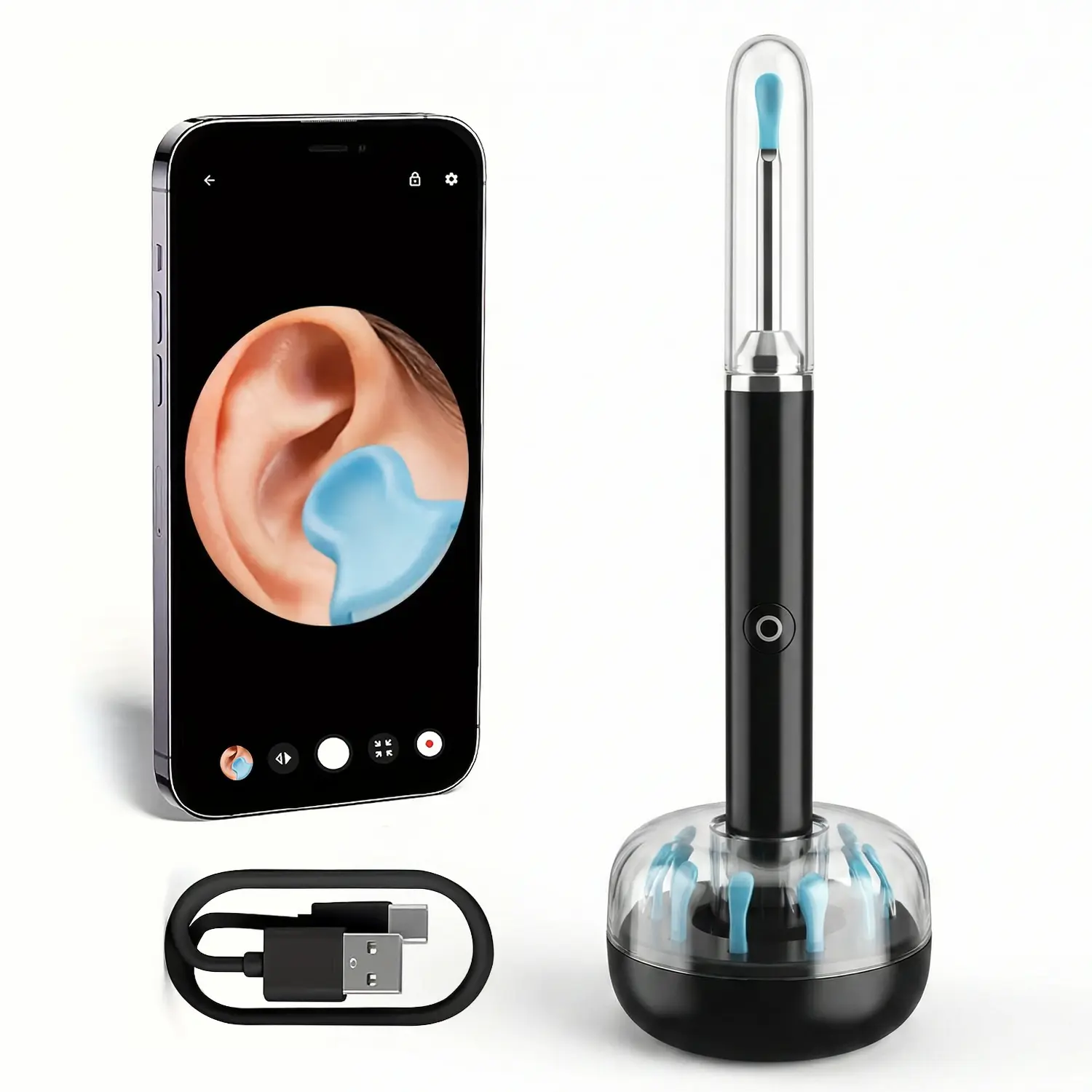 wax earwax removal tool Ear Wax Removal Kit with LED Wireless EarCamera Otoscope for Accurate Procedures and Easy Use Clear Lighting Visual Aid