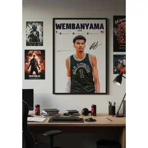 [Sale Up To 40%] [Unframe] Victor Wembanyama San Antonio Basketball Poster, Professional Athlete Wall Art, San Antonio Basketball Decor, San Antonio Basketball Illustration, Basketball Portrait
