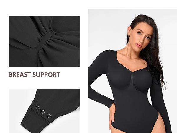 FeelinGirl # Livestream Long Sleeve Thong Bodysuit  for Tummy Control Womenswear Seamless