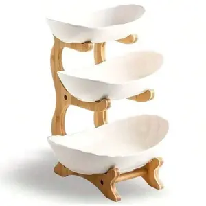 Large Capacity Bamboo Fruit Basket Stand