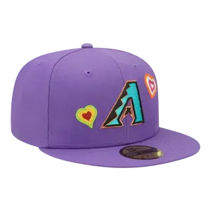 New Era 59Fifty Arizona Diamondbacks Chain Stitch Heart Fitted Hat Purple/Pink