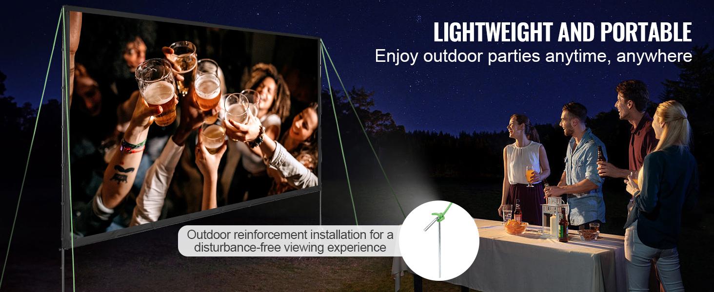 VEVOR Projector Screen with Stand, TikTokShopBlackFriday, 150 inch 16:9 4K 1080 HD Outdoor Movie Screen with Stand, Wrinkle-Free Projection Screen with Tripods and Carry Bag, for Home Theater Cinema Backyard Movie Night