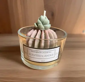 Handmade Succulent Candle – Decorative Plant Candle – Botanical Home Decor Gift