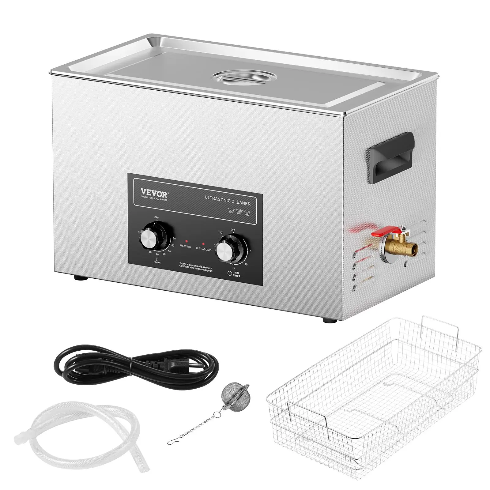 【FathersDayGift】VEVOR Ultrasonic Cleaner with Heater Timer & Basket,  , Max. 30L Professional Digital Sonic Cavitation Machine, 360W Cleaning Machine for Lab Tools, Metal Parts, Carburetor, Brass, Auto Parts
