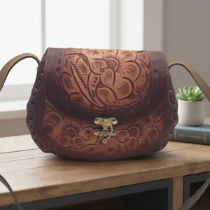 Cincelada Floral Leather Crossbody | Hand Tooled Saddle Purse
