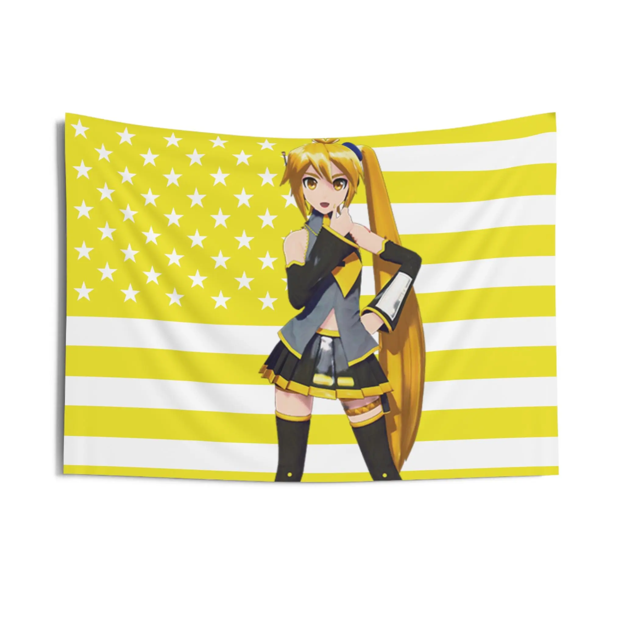 Neru Vocal Akita American Flag Triple Baka Anime Theme Rectangular Wall Tapestry, Vibrant Multiple Size Home Decor for Anime Lovers, Wall Decor