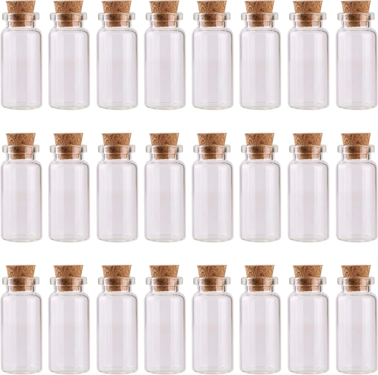 24PCS 10ml Transparent Glass Bottles with Cork Stoppers - Refillable Glass Containers, Gift/Storage Mini Vials for DIY Decoration, Weddings Party Favors, Gift Bottle