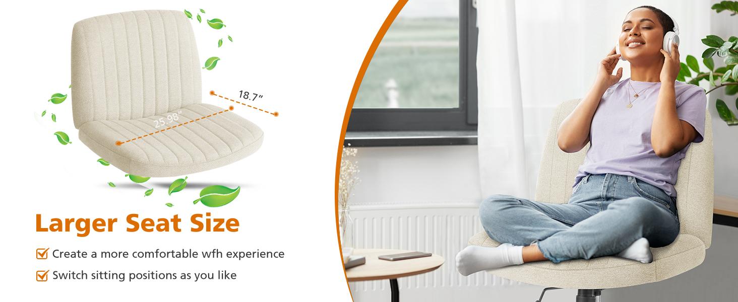 【Deal】Sweefurniture Criss Cross Chair -Armless Wide Adjustable Swivel Padded Home Office Desk Chair No Wheels 【Deal】Sweefurniture Criss Cross Chair -Armless Wide Adjustable Swivel Padded Home Office Desk Chair No Wheels