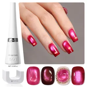 TAYE Cat Eye Gel Polish Magnetic Set Essential for Beginners Professional Salon-Grade Magnetic Cat Eye Gel Polish Dazzling Holographic Glitter Coverage Effect Ultimate Choice for At-Home Manicures for Valentine's Day Nails Women's Cosmetic Gift