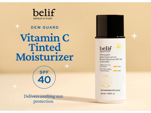 belif Dew Guard Vitamin C Glow Tint SPF 40 - Niacinamide, Hyaluronic Acid, Glow Booster + Serum + UVA/UVB Protection, Korean Tinted Moisturizer, 1.69 fl. oz