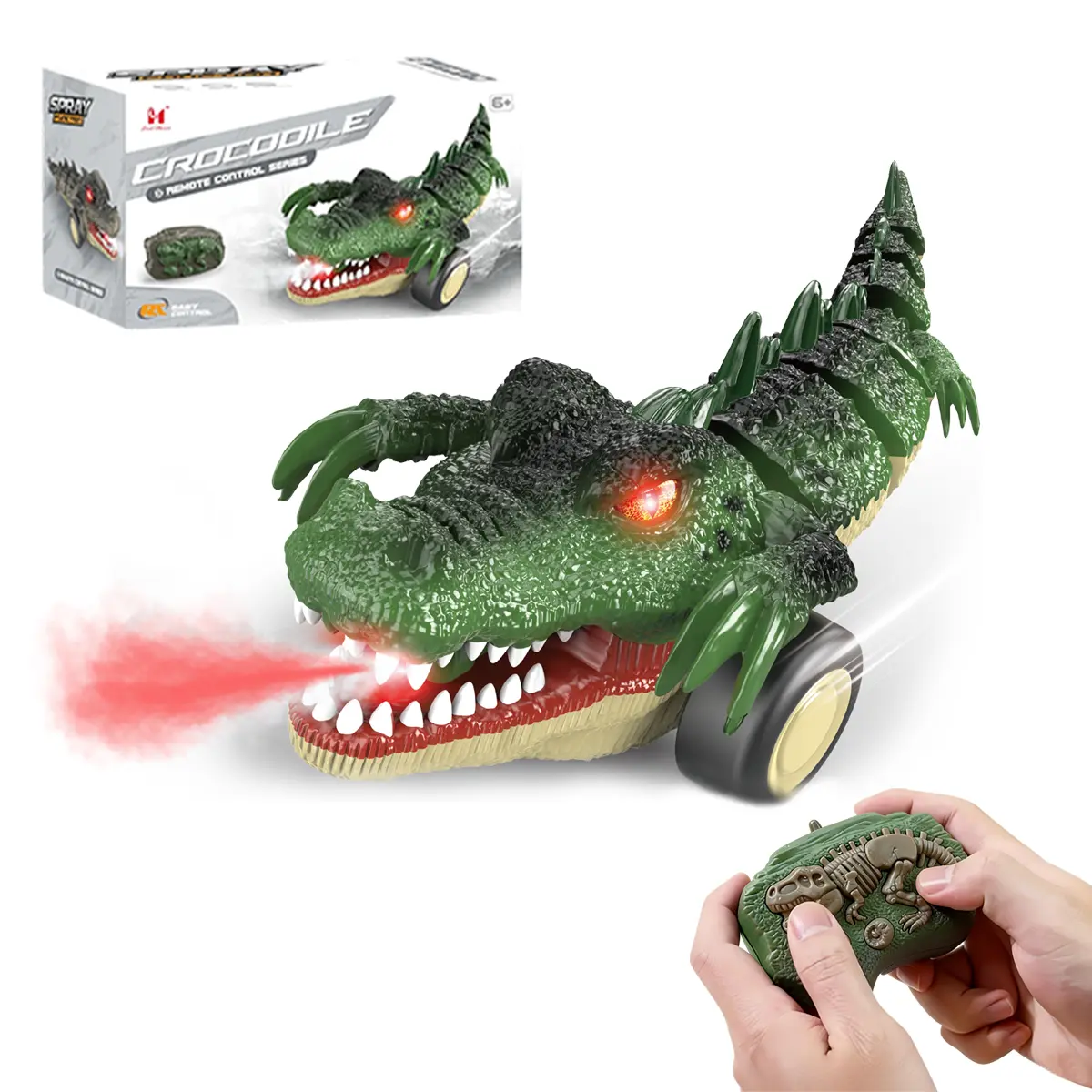 Remote Control Crocodile Toy Car for Kids Age 6-12, 2.4GHz Realistic RC Alligator Toy Car, Rechargeable Monster Truck Toy with Spray & Light, 360° Rolling Turns & Slides, Indoor Outdoor Interactive Play, Birthday Gift for Kids Boys, #SummerVibes summervib