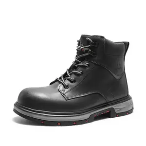 NORTIV 8 Men's Slip-resistant Steel-toe Work Boots Boy Footwear Tactical Shoes Walking Shoes Black Closed