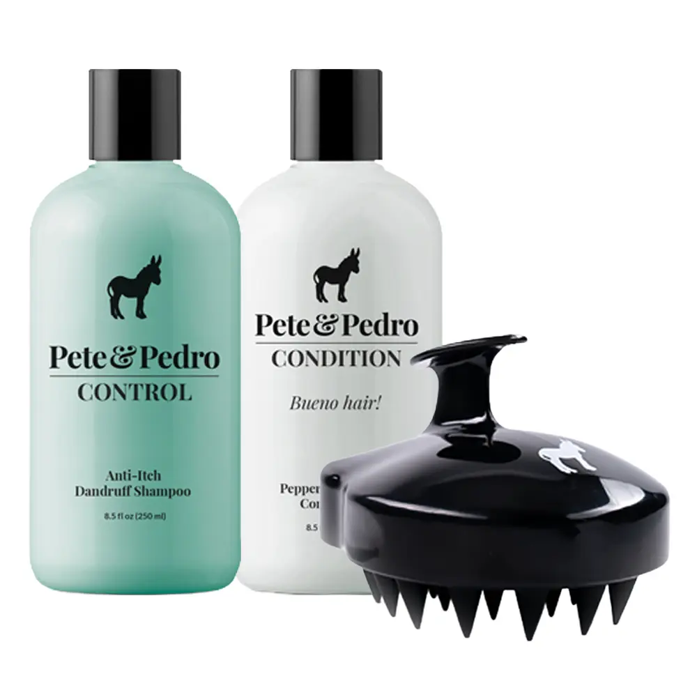 The Complete Anti-Dandruff Control Hair Care Kit – Medicated Coal Tar Shampoo, Peppermint Conditioner & Scalp Massager Brush | Flake Removal, Itch Relief, Scalp Psoriasis & Seborrheic Dermatitis Support | Clean, Exfoliation, Cooling Comfort | Scalp Care