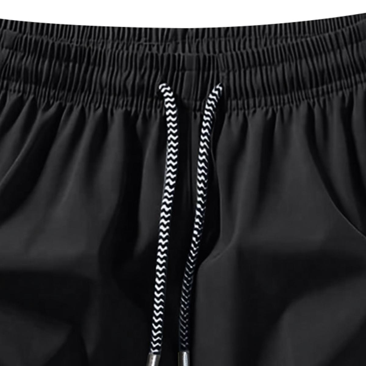 Men's Solid Color Casual Shorts Three-Piece Set, With Zipper Pockets, Summer Fashion Drawstring Sports Shorts, Suitable For Gym And Outdoor Wear