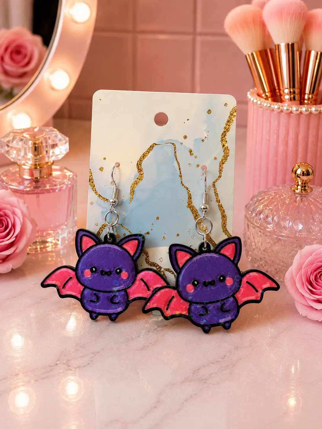 HOLOGRAPHIC BAT EARRINGS