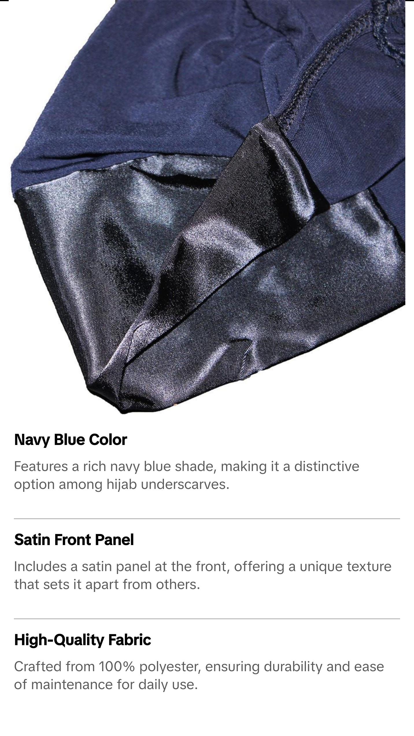 Firdevs Satin Hijab Bonnet Underscarf Navy Blue