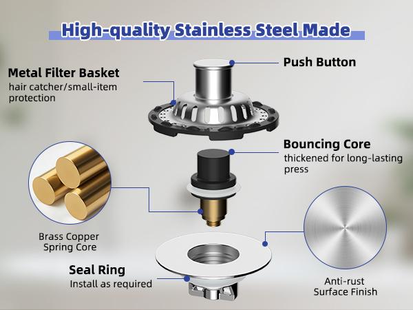 Hibbent Bathtub Drain Stopper with Visible Top Hair Catcher, Innovative 3 in 1 Pop-up Bathtub Strainer Fit for Standard 1.5 to 2.4in Drain Hole, with Detachable Stainless Steel Filter Basket, Chrome Hibbent Bathtub Drain Stopper with Visible Top Hair Catcher, Innovative 3 in 1 Pop-up Bathtub Strainer Fit for Standard 1.5 to 2.4in Drain Hole, with Detachable Stainless Steel Filter Basket, Chrome