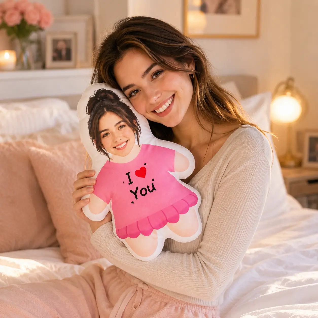 Custom Funny Face Shaped Pillow, Personalized Photo Body Cushion, Bikini or Swim Trunks Novelty Doll, Hilarious Birthday Gift