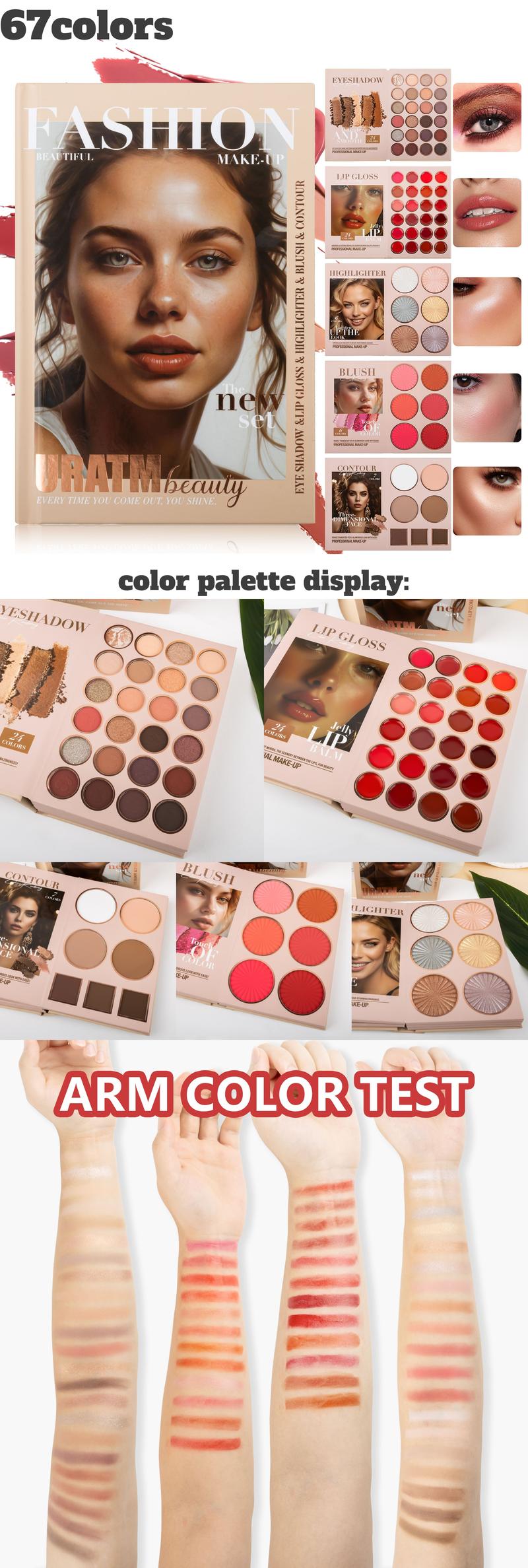 5/4-Layer Makeup Book Palette – 67 Color | Eyeshadow, Blush, Lipstick, Contour & Highlighter | Long-Lasting, Waterproof, Travel-Ready & Cruelty-Free Glam Set Lightweight