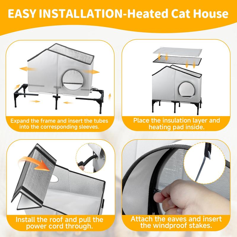 Heated Outdoor Cat House 100% Weatherproof Cat Shelter for Winter, Durable and Warm Cat Houses for Outdoor Cats, Ideal for Feral, Stray, and Barn Cats