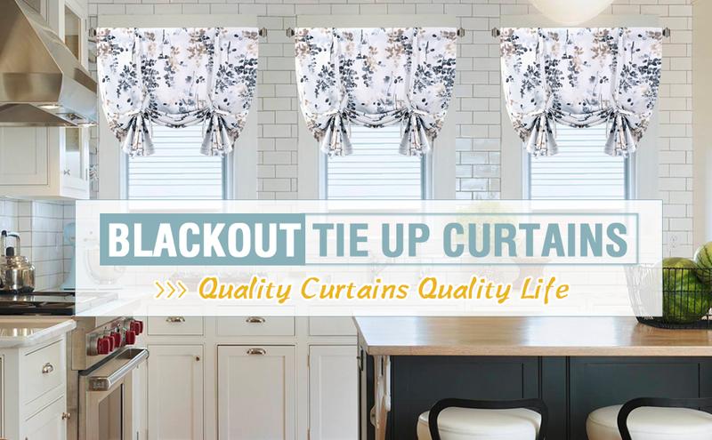 H.VERSAILTEX Blackout Tie Up Curtain - Thermal Insulated Balloon Curtain for Small Window Adjustable Kitchen Tie Up Curtain ( Rod Pocket Panel )