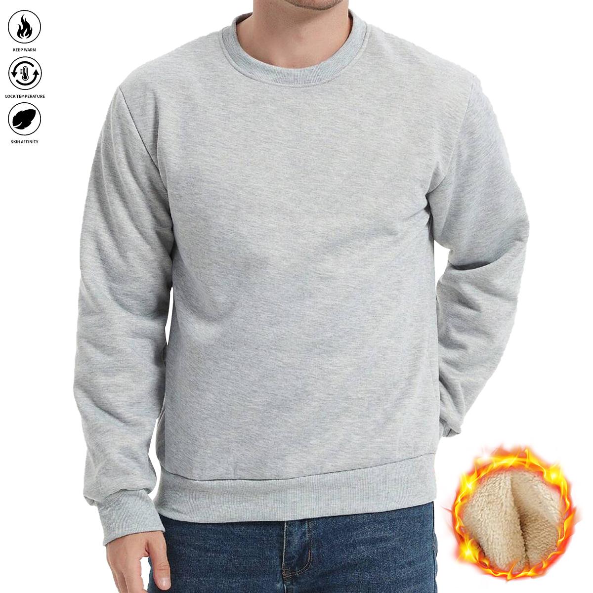 Men's Crewneck Sweatshirt Sherpa Lined Sweatshirts Fleece Pullover Basic Tops Warm Crewneck Spring Winter Sweatshirt Fallfreshness Outdoorfun
