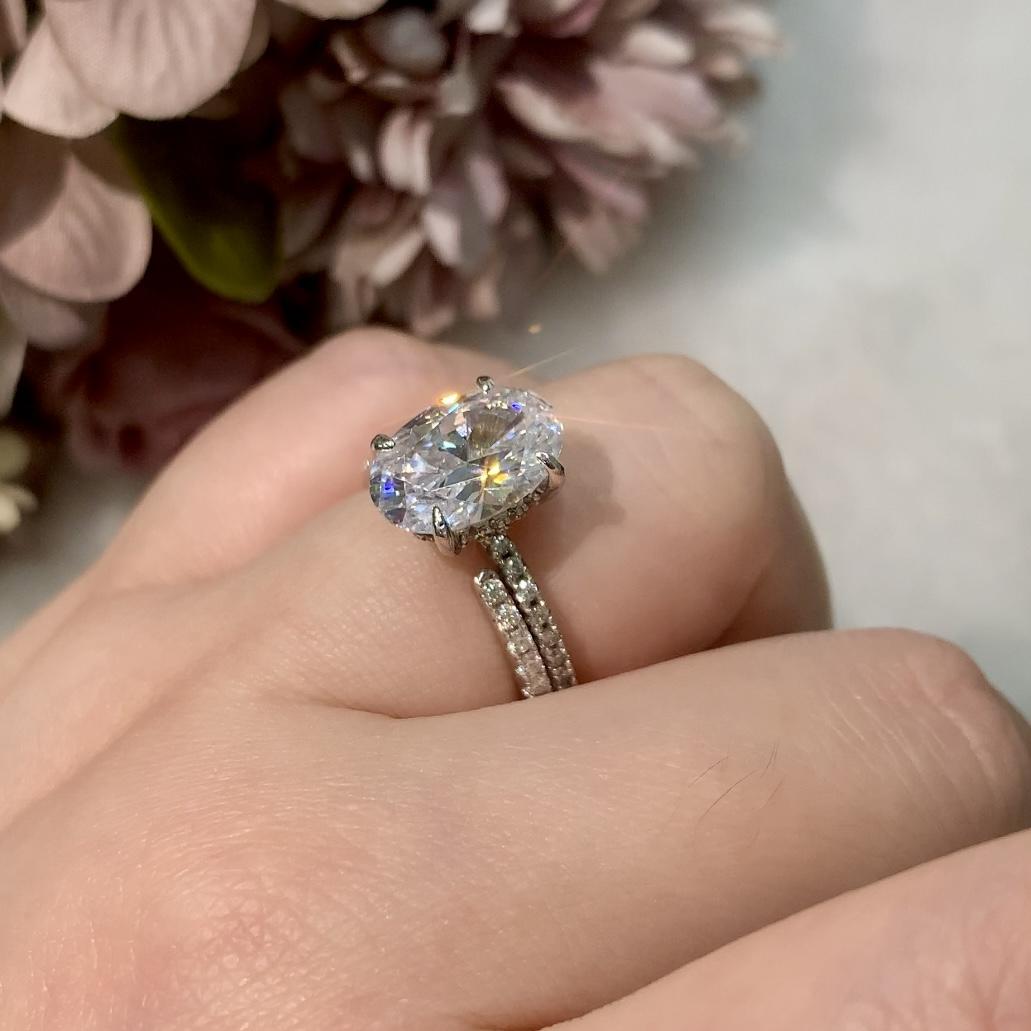 8A Cubic Zirconia S925 Sterling Silver Radiant Cut Oval Four-Claw Ring 8*12  fashion jewelry accessory woman girl promise ring-119(50%)