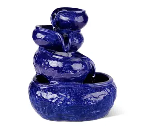 Glitzhome 11.75"H 4-Tiered Ceramic Cobalt BlueTable Fountain
