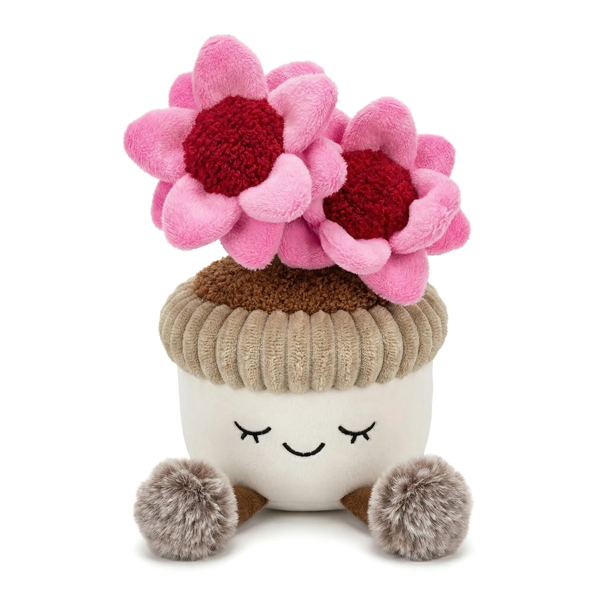 Pink Flower Potted Plant-Shaped Plush Home Ornament, Small Stuffed Animal Doll, Ideal Gift for Family-Friends, Decor Item for Home, Stuffed Animals