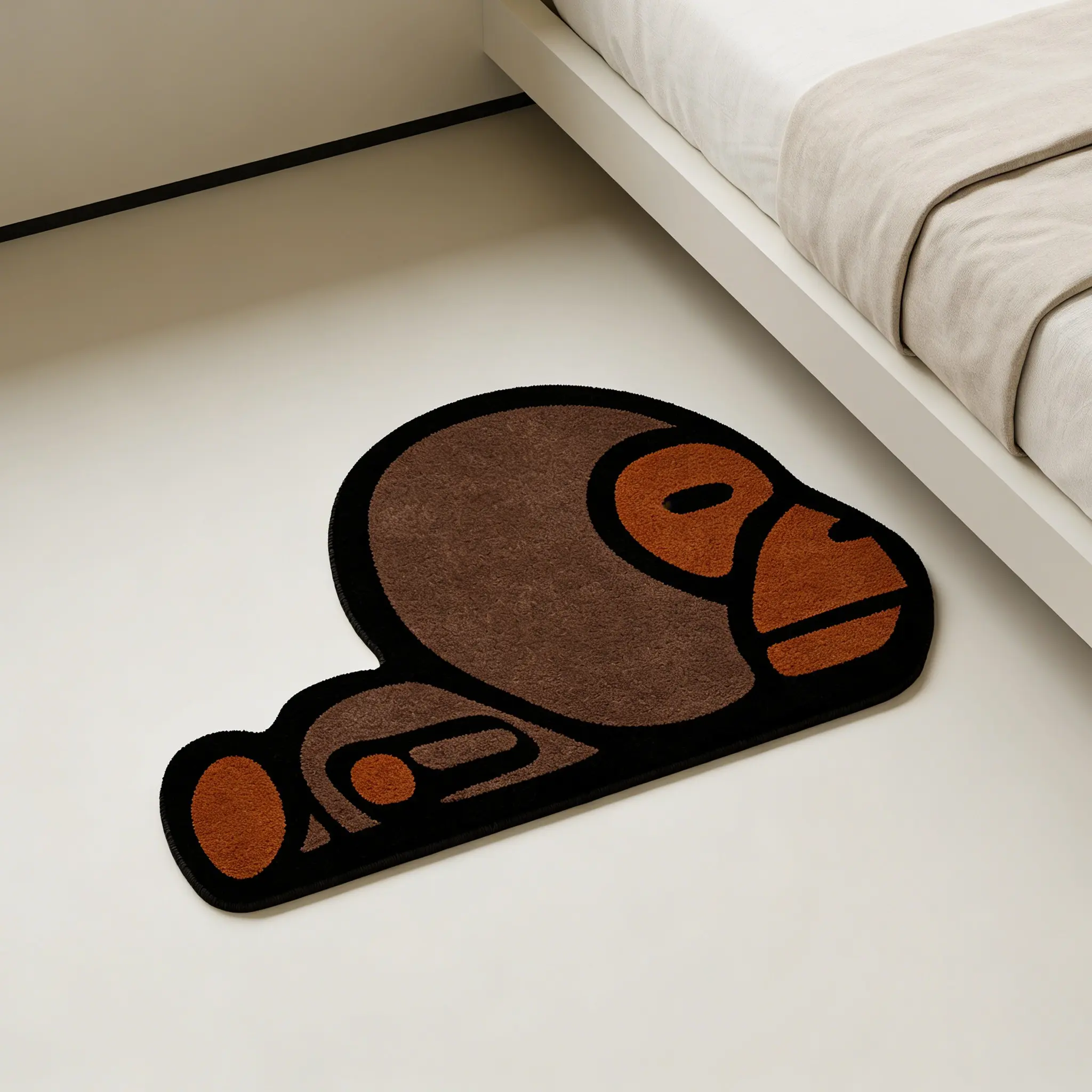 Irregular Cartoon Monkey Print Carpet, Soft Velvet Easy Clean Animal Printed Area Rug for Living Room & Bedroom, Home Decorative Mat, Cartoon Pattern Rug