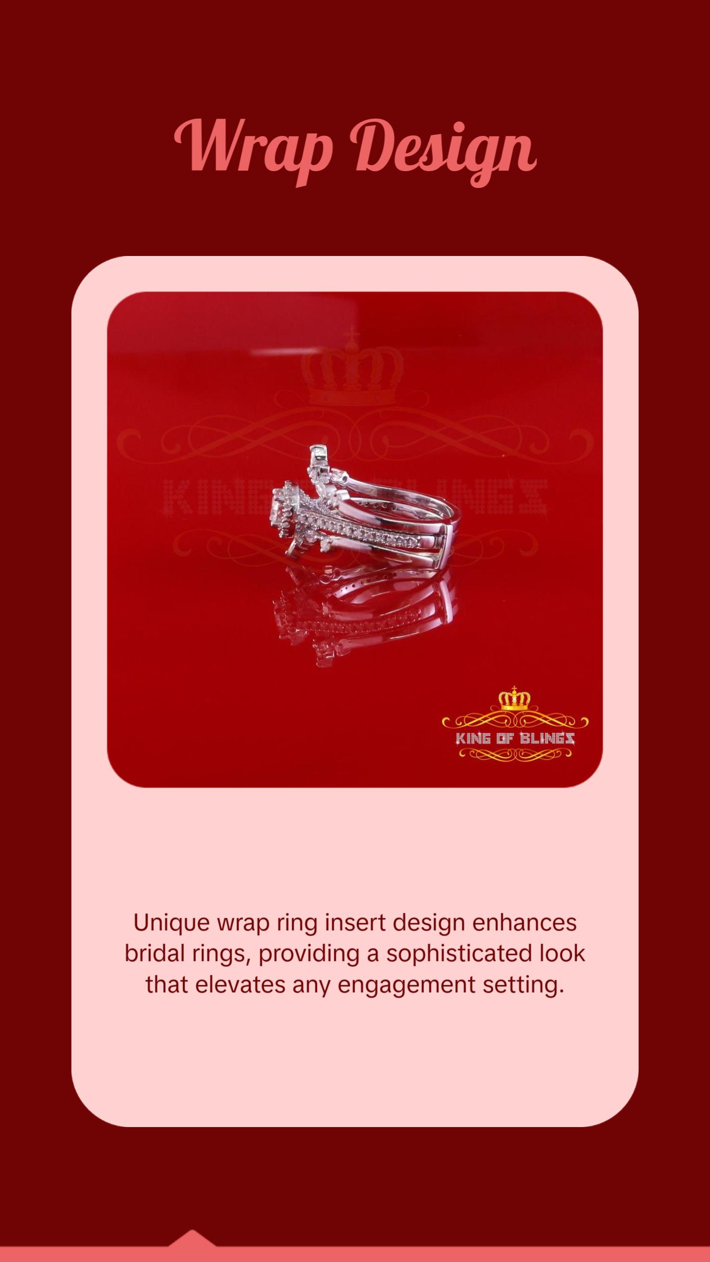 King Of Blings Solitaire Enhancer Guard Wrap Ring Insert 1.66ct Moissanite 925 White Silver