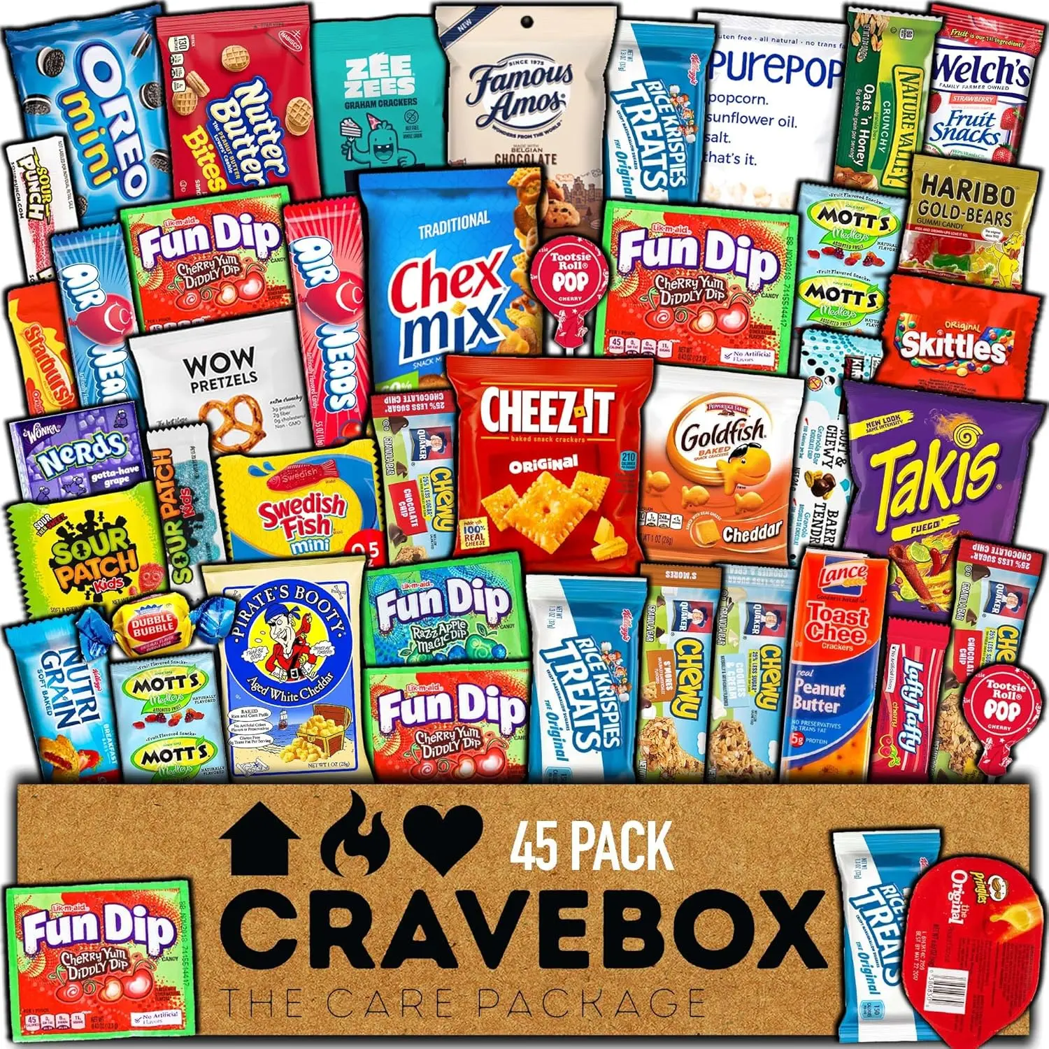 CRAVEBOX Snacks Box Variety Pack Care Package (45 Count) Valentines ...