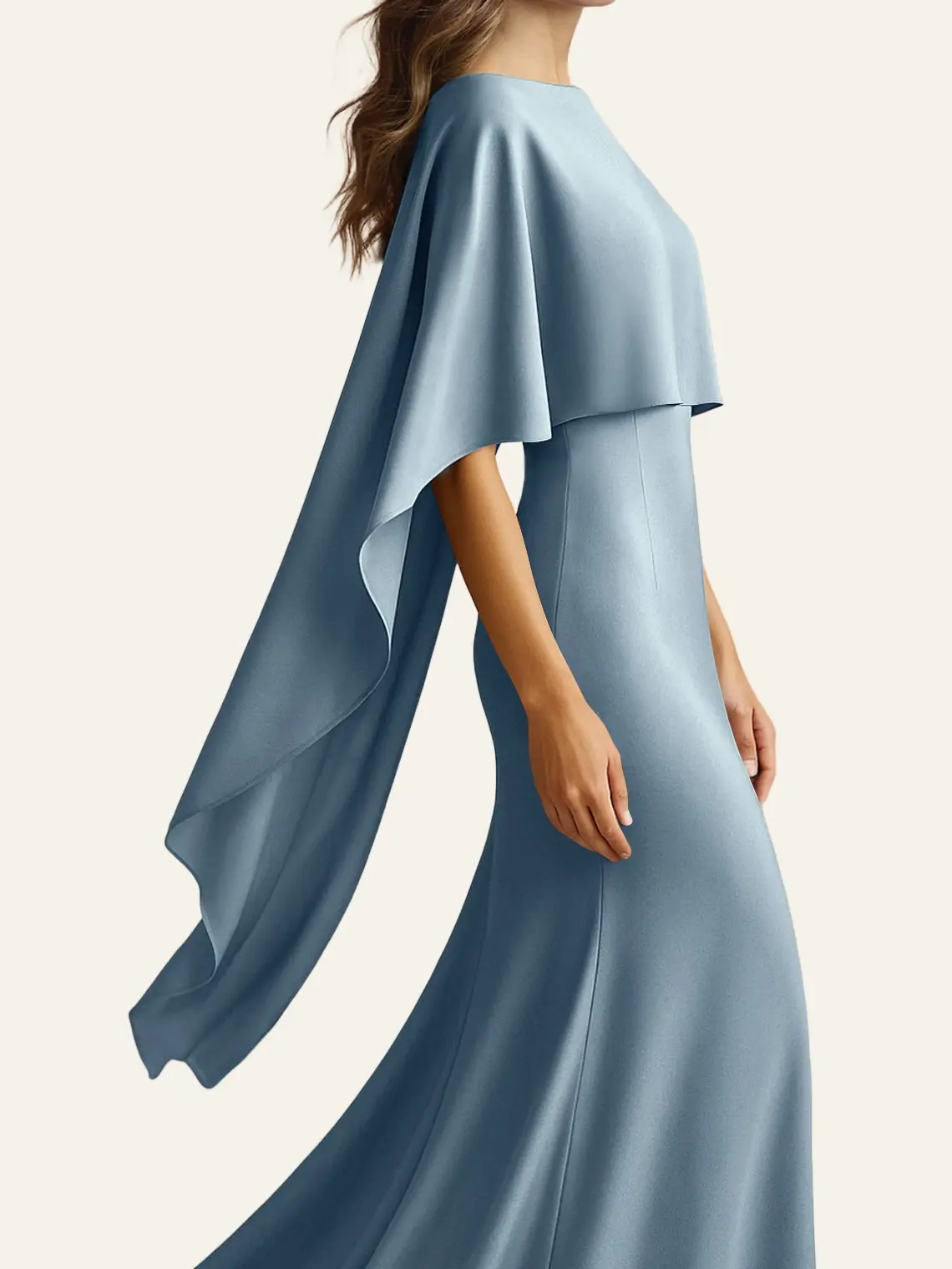 Azazie Multiway Smooth Lustrous Convertible Draped Wedding Bridesmaid Formal Stretch Satin Shawl