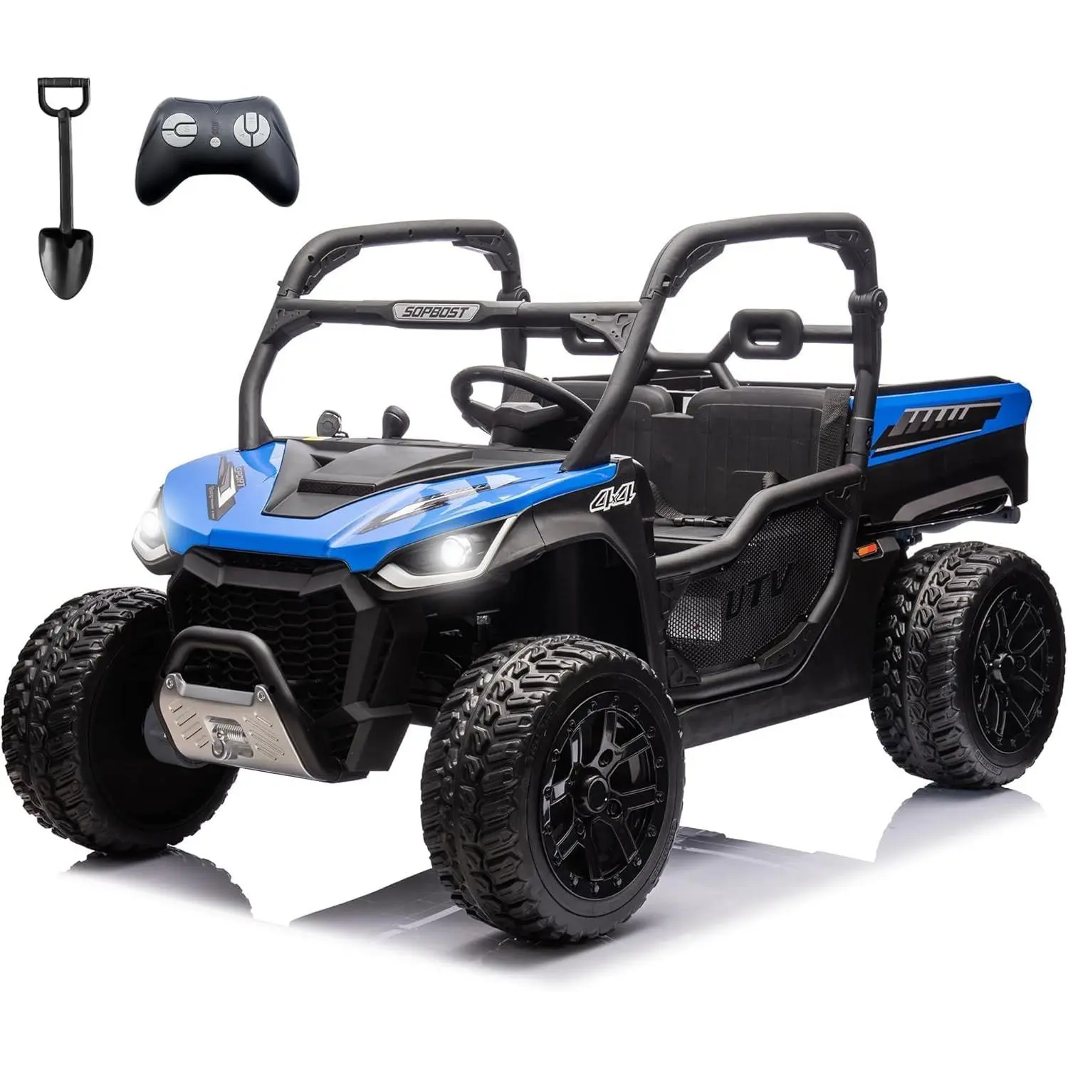 sopbost 24V 10Ah 2 Seater Ride On Car with Remote Control Battery Powered Ride On Toy Electric 4x4 Kids UTV with Large Dump Bed, 4x75W Motors