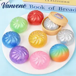 Vanvene Sparkling Pink Steamed Bun Maltose Squeezing Ball Slow Rebound TPR Stress Relieving Toy for Relaxation & Festival Gifts