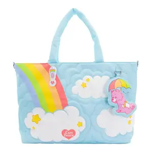 Whatever Makes You Happy Care Bears and Clouds Quilted Nylon Tote Bag