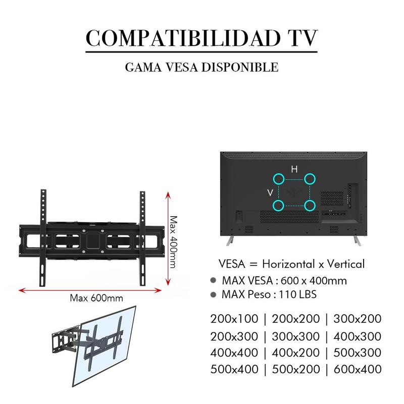 Ubesgoo 32-70 Inch Double Pendulum Large Base TV Stand Tmds-101 Bearing 50Kg/Vese600*400/Upper And Lower-10~ 10°